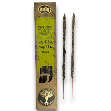 Bastões para manchas de fragrâncias AUM de incenso de baunilha orgânico - 25gr.