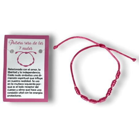 Pulsera 7 Nudos Cuerda Rosa - HOSTENATURA Amor y contra la soledad