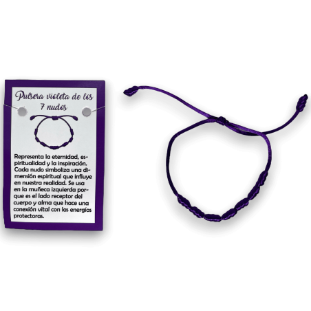 Bracelet corde violette 7 nœuds - HOSTENATURA représente l’éternité, la spiritualité et l’inspiration.