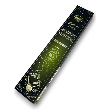 Encens Aventurina Màgia de Vidre Aum Fragrances - Encens amb capseta de vidres d'Aventurina Verda - 20gr.