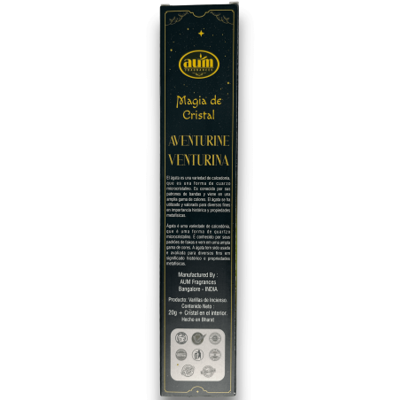 Aum Fragrances Crystal Magic Aventurine Incense - Kadzidło z pudełkiem kryształów Zielonego Awenturynu - 20gr.