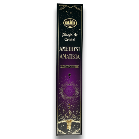 Incenso Ametista Crystal Magic Aum Fragrances - Incenso con scatola di cristalli di Ametista - 20gr.