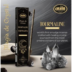 Incienso Turmalina Magia de Cristal Aum Fragrances - Incienso con cajita de cristales de Turmalina - 20gr.
