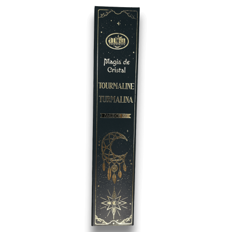 Incienso Turmalina Magia de Cristal Aum Fragrances - Incienso con cajita de cristales de Turmalina - 20gr.