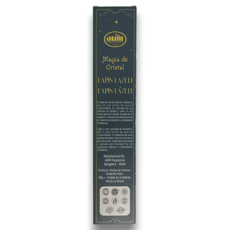 Incenso Lapis Lazuli Crystal Magic Aum Fragrâncias - Incenso com caixa de cristais Lapis Lazuli - 20gr.