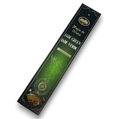 Incienso Jade Verde Magia de Cristal Aum Fragrances - Incienso con cajita de cristales de Jade Verde - 20gr.