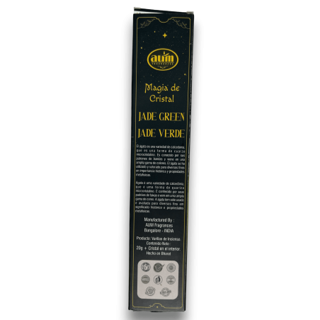 Green Jade Incense Crystal Magic Aum Fragrances - Kadzidło z pudełkiem kryształów Green Jade - 20gr.