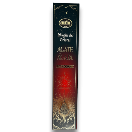 Incienso Ágata Magia de Cristal Aum Fragrances - Incienso con cajita de cristales de Ágata - 20gr.