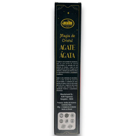Aum Fragrances Magic Crystal Agate Incense - Incense with Agate Crystal Box - 20gr.