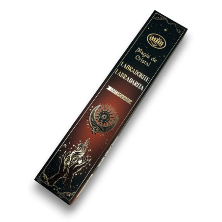 Labradoriet Wierookkristal Magic Aum Fragrances - Wierook met doosje Labradorietkristallen - 20gr.