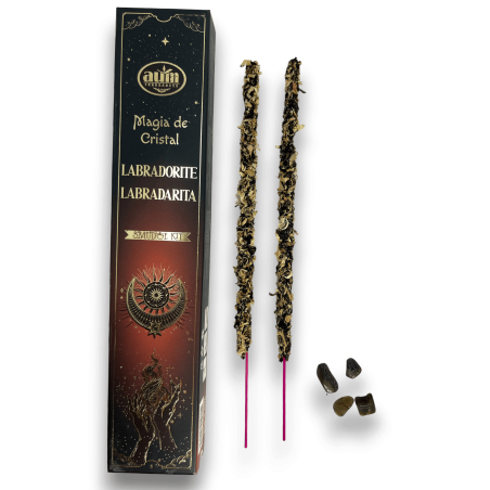 Labradorite Incense Crystal Magic Aum Fragrances - Kadzidło z pudełkiem kryształów labradorytu - 20gr.