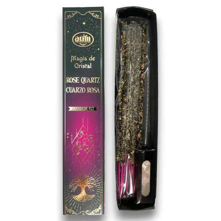 Rosenquarz Weihrauch Magie von Crystal Aum Düften - Weihrauch mit Rosenquarz Kristall Box - 20gr.