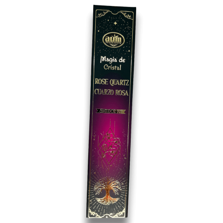 Rosenquarz Weihrauch Magie von Crystal Aum Düften - Weihrauch mit Rosenquarz Kristall Box - 20gr.