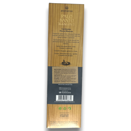 Encens Good Wave Palo Santo aux Gardénias Fleurs Blanches Encens AROMANZA Argentine Bienestar - 8 bâtonnets épais
