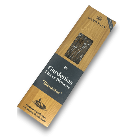 Buena Onda Kadzidło Palo Santo z Gardeniami Kadzidło z białych kwiatów AROMANZA Argentina Wellbeing - 8 grubych patyczków
