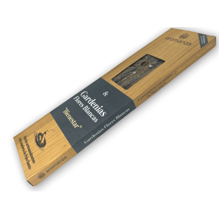 Incenso Buena Onda Palo Santo com Gardênias Incenso de Flores Brancas AROMANZA Argentina Bem-Estar - 8 palitos grossos