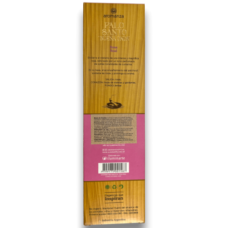 Good Wave Palo Santo Räucherstäbchen mit Royal Rose Love Weihrauch Aromanza - 8 dicke Stäbchen - Iluminarte Argentina