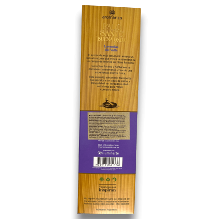 Palo Santo Good Wave Räucherstäbchen mit Lavendel aus dem Tal Anti Stress Räucherstäbchen Aromanza - 8 Stäbchen - Iluminarte Arg