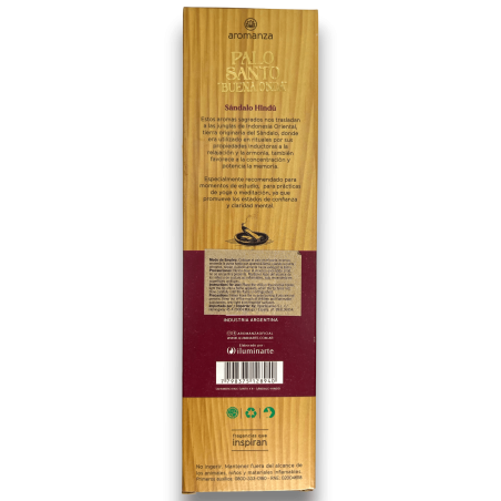 Good Wave Palo Santo Incense with Hindu Sandalwood Purification Incense Aromanza - 8 sticks - Iluminarte Argentina
