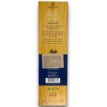 Tămâie Buena Onda Palo Santo cu tămâie Ivory Ebony Balance Aromanza - 8 bețe - Iluminarte Argentina