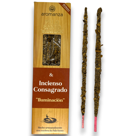 Good Wave Palo Santo Incense with Consecrated Incense Lighting Incense Aromanza - 8 sticks - Iluminarte Argentina