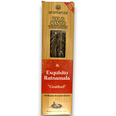 Good Wave Palo Santo Incense with Exquisite Ratnamala Gratitude Incense Aromanza - 8 sticks - Iluminarte Argentina