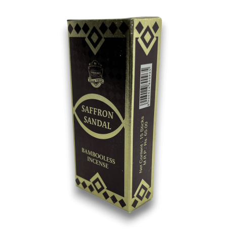 Tămâie Dhoop Lemn de santal Șofran ANAND Sandale fără bambus Tămâie șofran - 1 pachet de 15 batoane