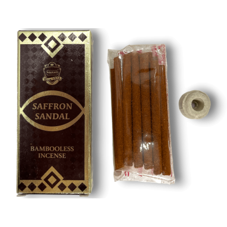 Incenso Dhoop Sandalwood Açafrão ANAND Sandália de Açafrão Sem Bambu - 1 pacote de 15 barras