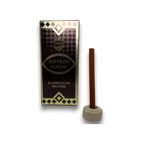 Rökelse Dhoop Sandelträ Saffran ANAND Bambufri Rökelse Saffran Sandal - 1 förpackning med 15 barer