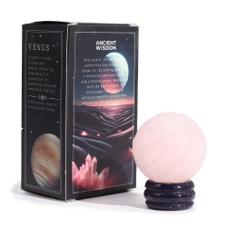 Planète Vénus Quartz Rose sur pierre solaire...
