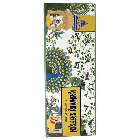 Dhoop Räucherstäbchen Safran AROMA Düfte Kashmiri Safran Luxus Dhoop Sticks - Tibetische Räucherstäbchen 15 Riegel in Geschenkbo