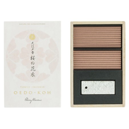 Oedo-Koh japonais cerisier en fleurs Nippon Kodo Encens - Encens dans une caisse en bois avec encensoir - 60 bâtonnets