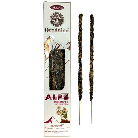 Incenso al gelsomino di roccia Ullas Alps - Fatto a mano - Made in India - 100% naturale - Incenso biologico delle Alpi ULLAS