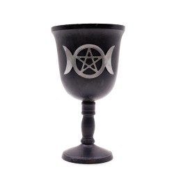 Cast Iron Ritual Cup with Large Triple Moon...