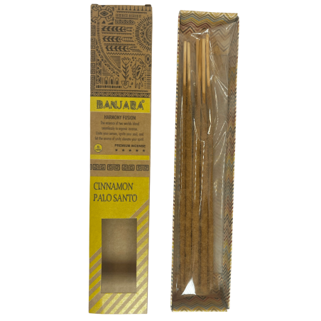 Banjara Räucherstäbchen Palo Santo Zimt Harmony Fusion Premium Räucherstäbchen - 8 Bastelstäbchen