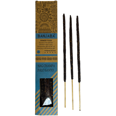 Incenso Premium Banjara Palo Santo Nag Champa Harmony Fusion - 8 Varetas Feitas à Mão