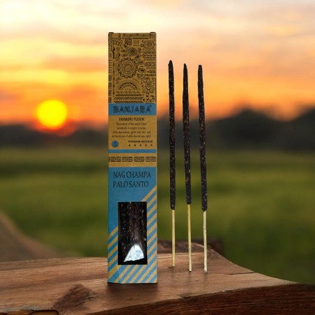 Incenso Premium Banjara Palo Santo Nag Champa Harmony Fusion - 8 Varetas Feitas à Mão