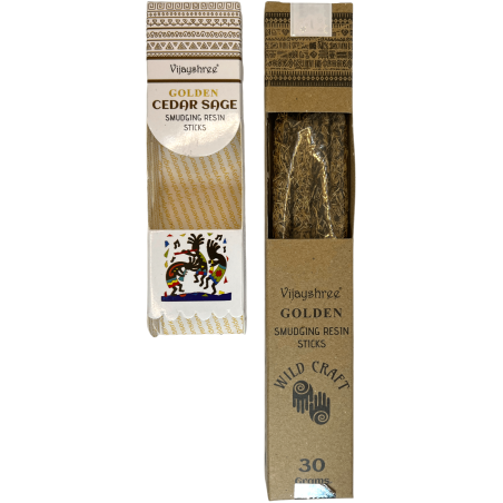 Incenso di cedro e salvia Golden Vijayshree Wild Craft Cedar Sage Canne artigianali di alta qualità - 30 grammi.