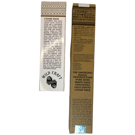Ceder Wierook en Salie Golden Vijayshree Wild Craft Cedar Sage Ambachtelijke staven van hoge kwaliteit - 30 gram.
