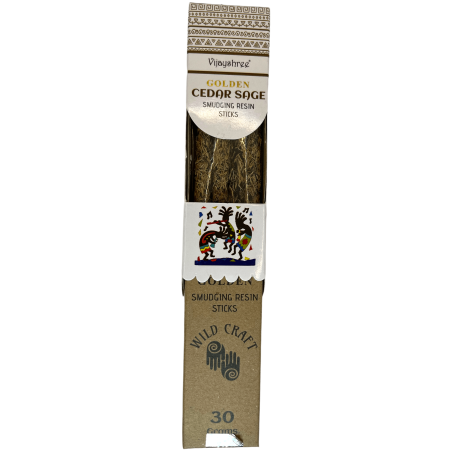 Cedar Incense and Sage Golden Vijayshree Wild Craft Cedar Sage High quality craft rods - 30 grams.
