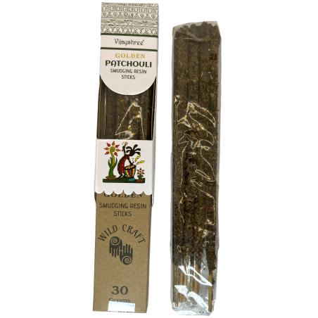 Incienso Pachulí Golden Vijayshree Wild Craft Patchouli Varillas artesanals d'alta qualitat - 30 grams.
