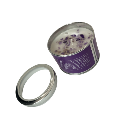 Candela Lavanda con Elementi Ametista - 1 Candela di Cera di Soia Elemento Aria Bilancia, Acquario e Gemelli