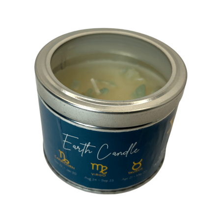 Lumânare din lemn de santal cu elemente de amazonit - 1 lumânare din ceară de soia Element de pământ Capricorn, Vigo și Taur