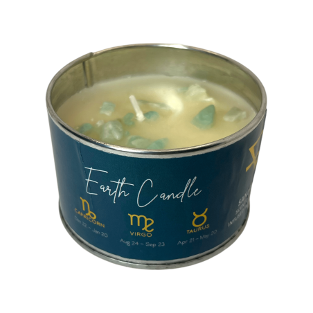 Sandalwood Candle with Amazonite Elements - 1 Soy Wax Candle Earth Element Capricorn, Vigo and Taurus