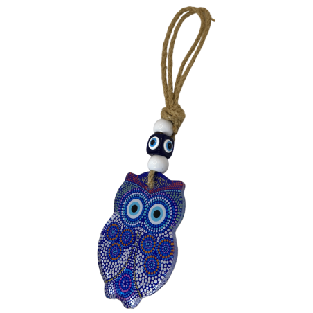 Colgante Amuleto Ojo Turco y Búho - 25x6,7cm - Amuleto Brasileño contra el mal de ojo y las energías negativas