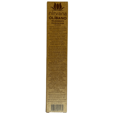 Incienso Olíbano Premium Nirvana Brasil Relaxació - 5 varetes gruixutes artesanals