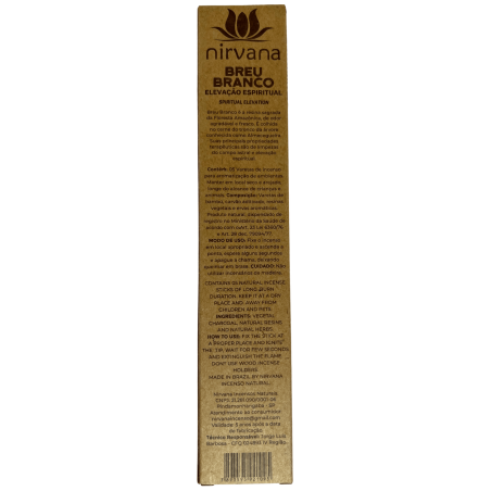 Incienso Breu Blanco Premium Nirvana Brasil Breu Branco Elevación Espiritual - 5 varillas gruesas artesanales