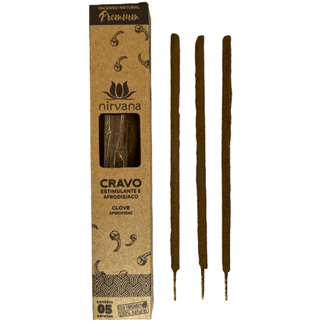 Incienso Clavo Premium Nirvana Brasil Cravo Estimulante y Afrodisiaco - 5 varillas gruesas artesanales