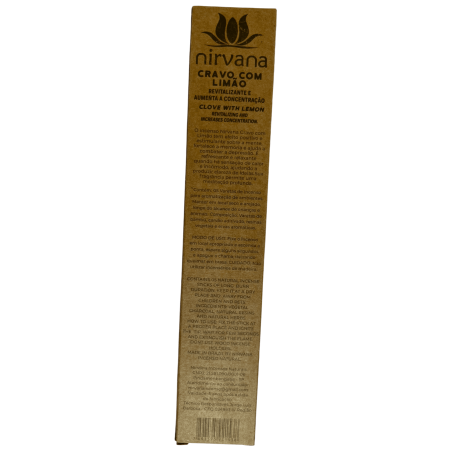 Incienso Clavo con Limón Premium Nirvana Brasil Revitalizante y Aumento de la concentración - 5 varillas gruesas artesanales