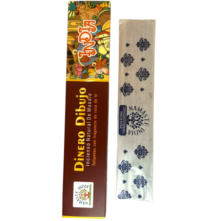 Weihrauch zieht Geld an Namaste India Tulpen mit Teerose - Natürlicher Masala Weihrauch - 1 Packung mit 15gr.